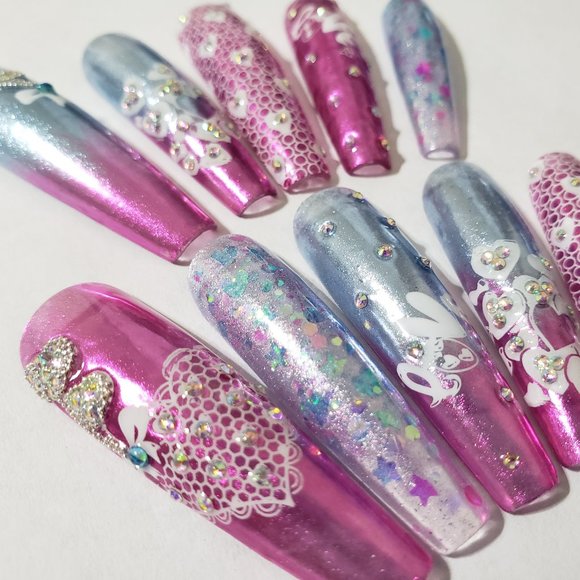 Other - XXL Coffin-Ballerina Gel Press on Nails